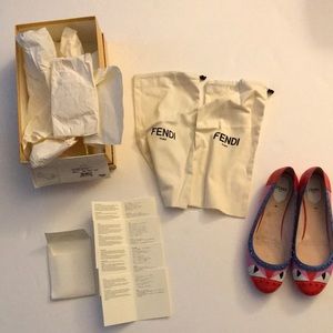 Fendi monster flats pink studded 39.5 w box bags